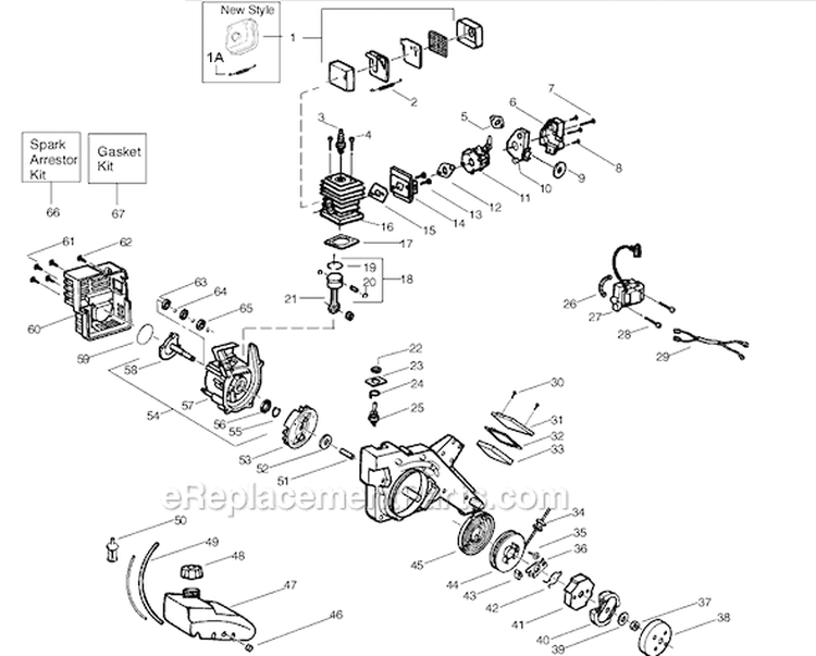 Page C Diagram and Parts List for PE550 Type 1 Weed Eater Edger